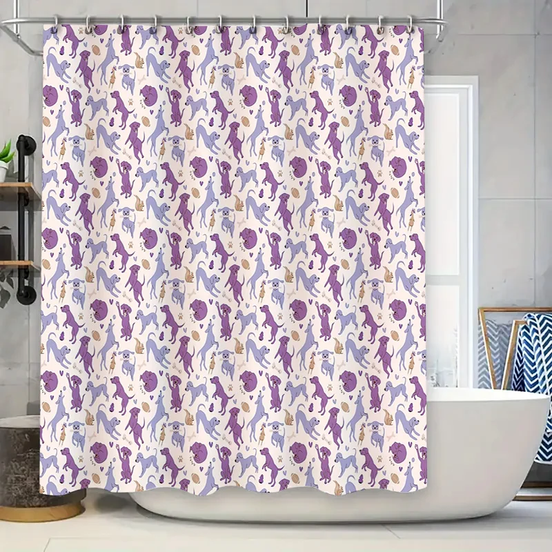 

Cute Puppy Shower Curtain Farmhouse Dog Pattern Bathroom Decor Waterproof Fabric Backdrop for Tub