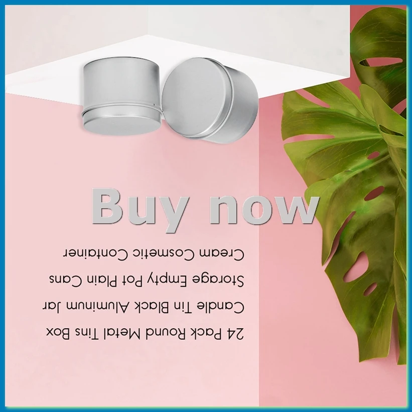 24 Pack Tins Box Candle Tin Black Aluminum Jar Storage Empty Pot Plain Cans Cream Cosmetic Container-ROWI
