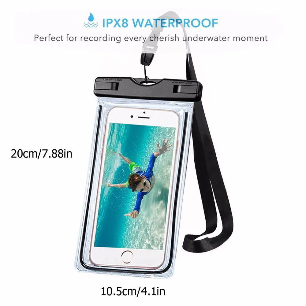 1pcs Universal Waterproof Phone Pouch Cellphone Dry Bag Case Underwater Phone Protector PV Cover for Kayaking, Beach, fishing