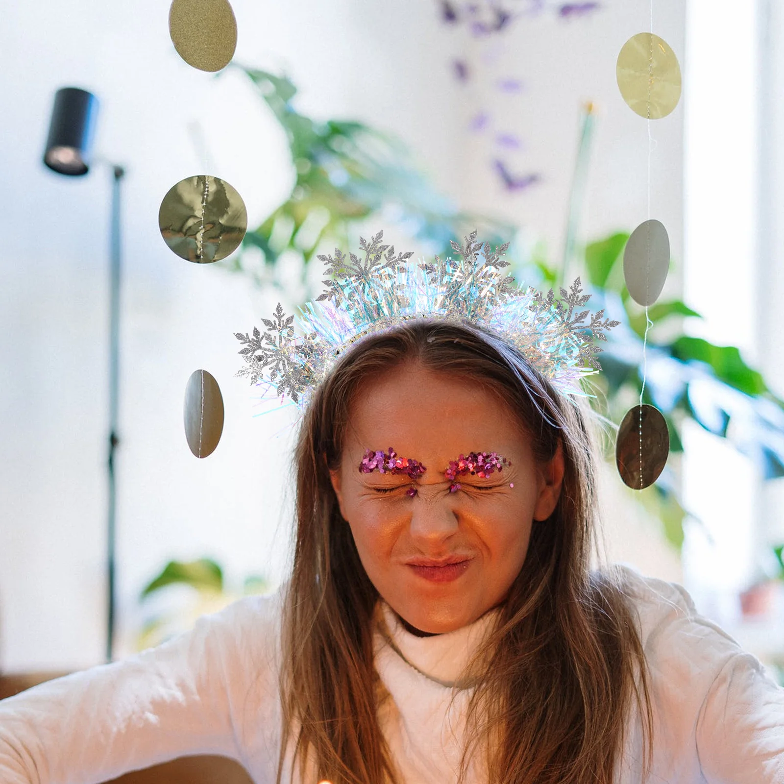 

Snowflakes Headband Glitter Snowflake Headband Christmas Party Hairband Decorative Hair Accessories for Women
