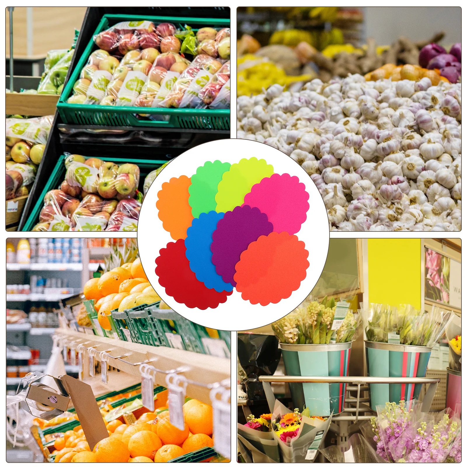 400 Stück fluoreszierende Burst-Papier-Preisschilder, kleine leere Einzelhandelsverkaufsschilder, Ladenwerbung, Versorgung, abnehmbare Etiketten, Pop