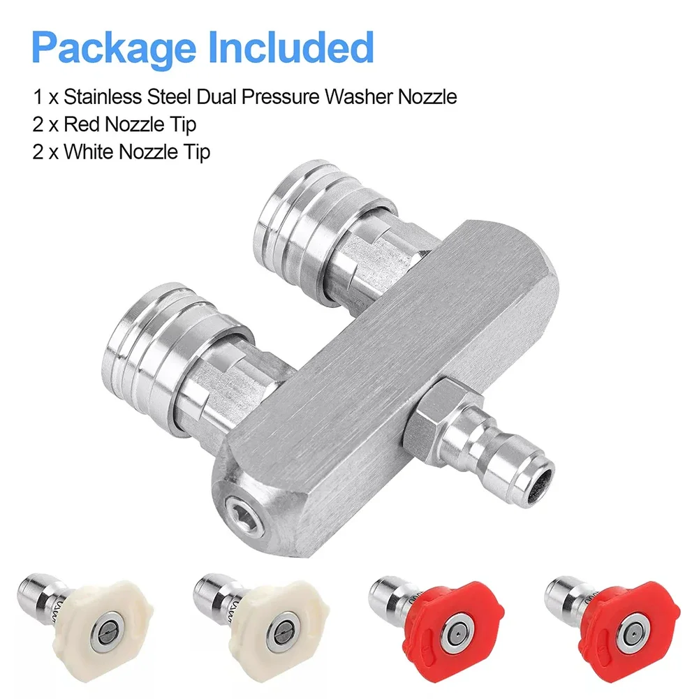 5PCS Dual High-pressure Washer Nozzle With Nozzle Tip 14 Inch 5000 PSI Power-Washer Nozzle Stainless Steel Power Tool Parts