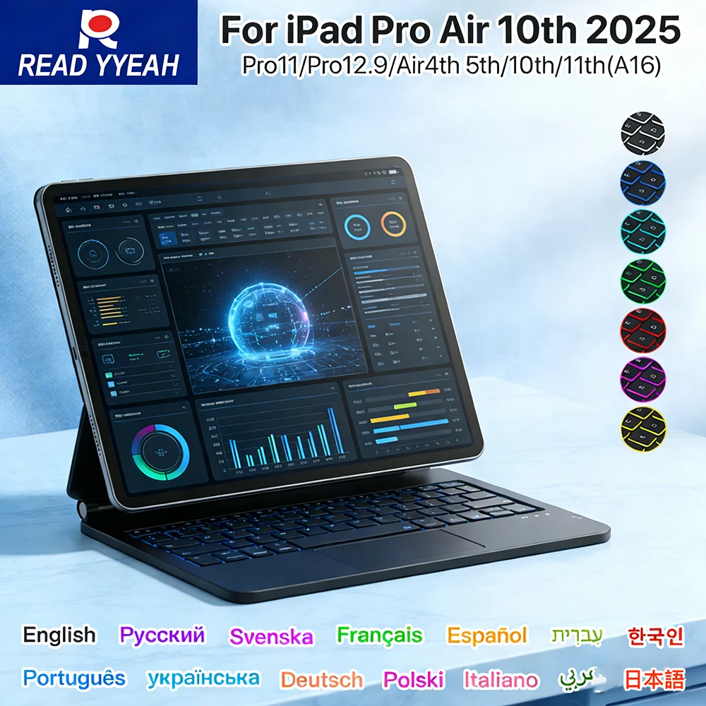 

2026 Business Magic Wireless Keyboard with Touch Panel for iPad 11th 10th Magnetic Smart Case for iPad Pro Air Tablet Cover