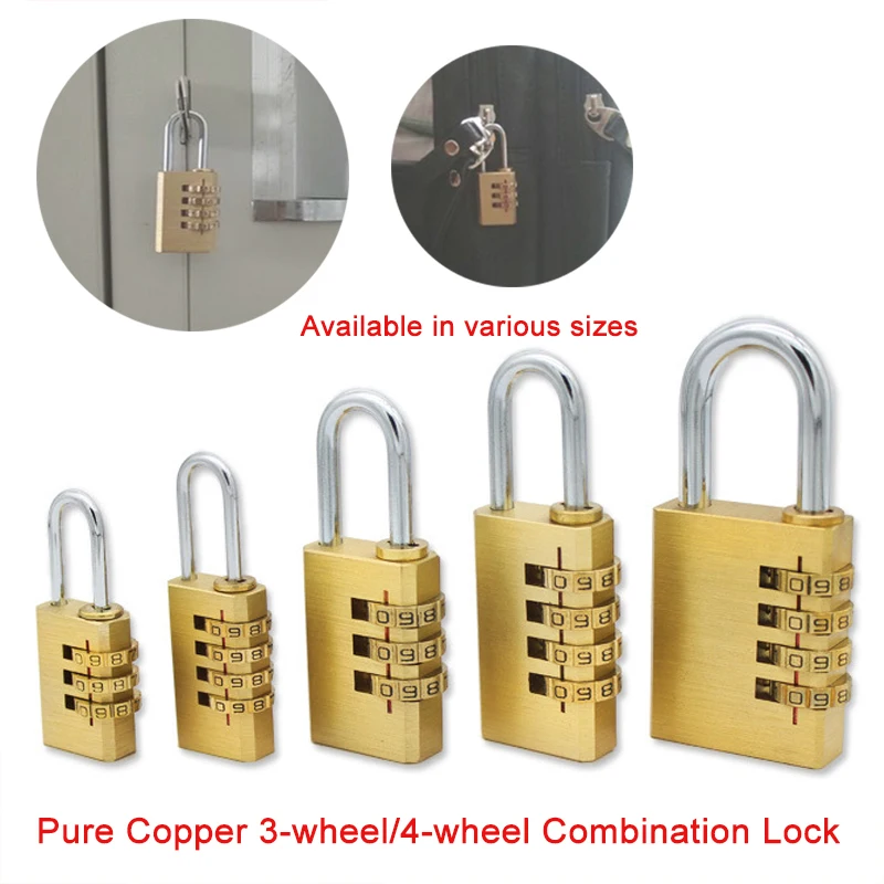

5 шт., твердый латунный медный замок безопасности, пароль, кодовый замок для спортзала, цифровой шкафчик, чемодан, замок для ящика, оборудование