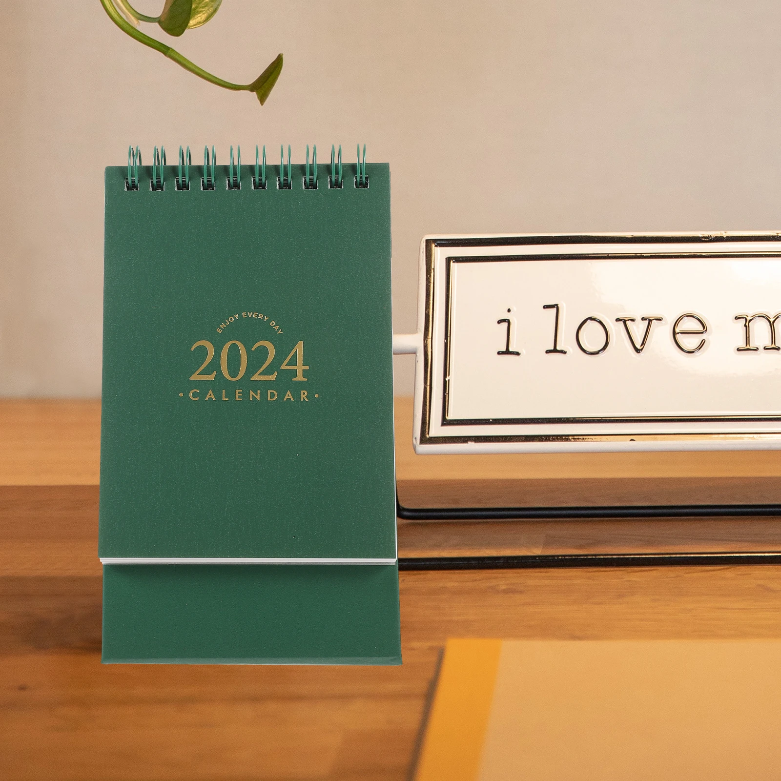 

2024 Desk Calendar Month Household Double Line Pink Paper Standing Decorative Table Home Accessories Daily Use Office School
