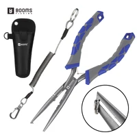 Booms Fishing-anzuelos de punta larga de acero al carbono, alicates de anillo dividido con funda para equipo de pesca de agua salada, 23cm