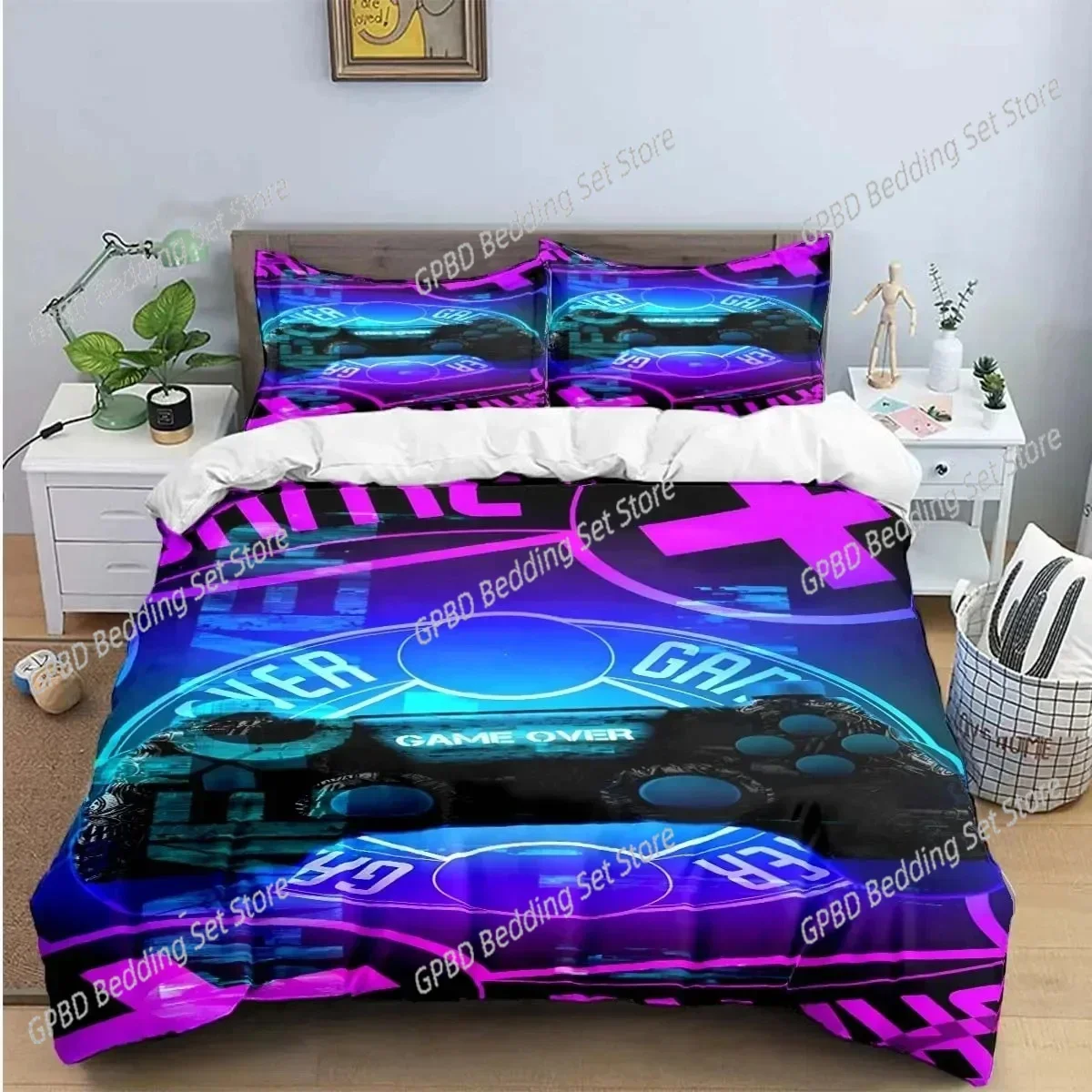 

Gamer Controller Print Comfortable Duvet Quilt Cover Pillowcase Bedding Set Children Bedroom Decoration Home Textile