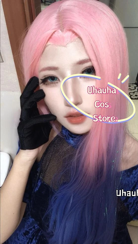 Мизи Косплей Костюм Аниме Косплей Женский Сценический Костюм Мизи Синее Короткое Платье HSIU Розовый Градиент Синий Фиолетовый Длинные Волосы Рождество