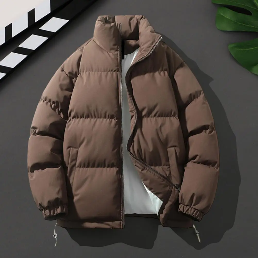 Parka monocromática masculina e feminina com gola alta, Parkas grossas, casaco quente, casaco casual, casaco de inverno, moda nova, streetwear