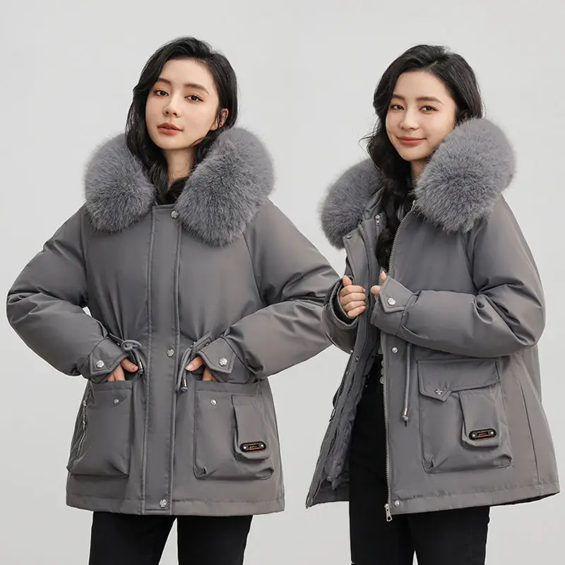 Parkas Verde Womens Autumn Snowproof Slant Fitted Wadding Puff-Feel Knee-Length Traditional Lady Baggy Woman's Cotton Bright Hot