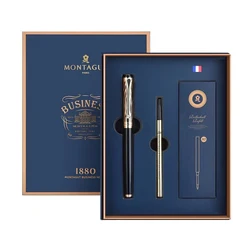 Montagut 816 Luxurious Golden Black & Golden Jewel Trim Iridium Roller Ball Pen For Office School Home Writing Gift Pen