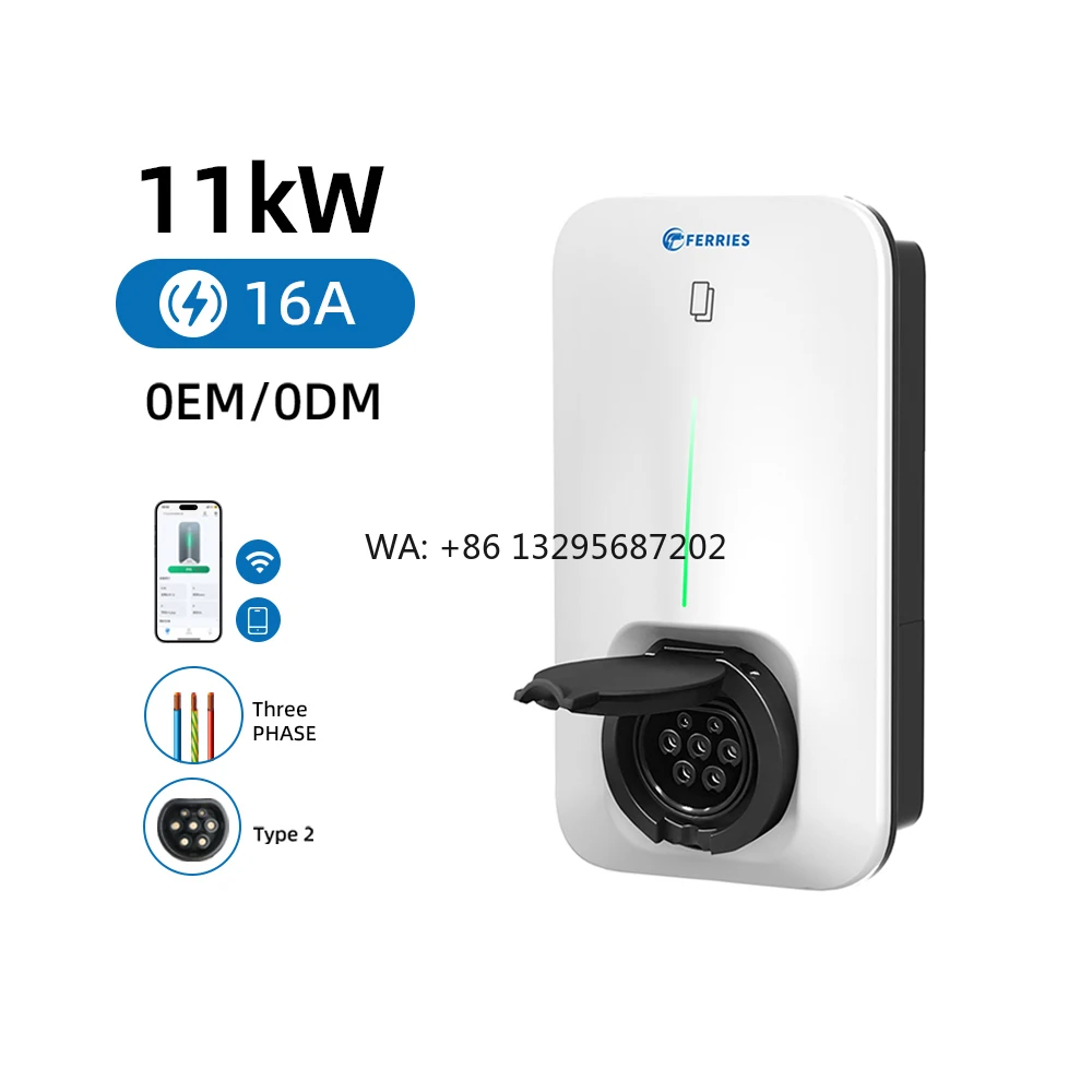

11kW 16A Type 2 European Standard Wall-mounted Charging Pile Home Electric Vehicle Charging Station App Wi-Fi With Led Light