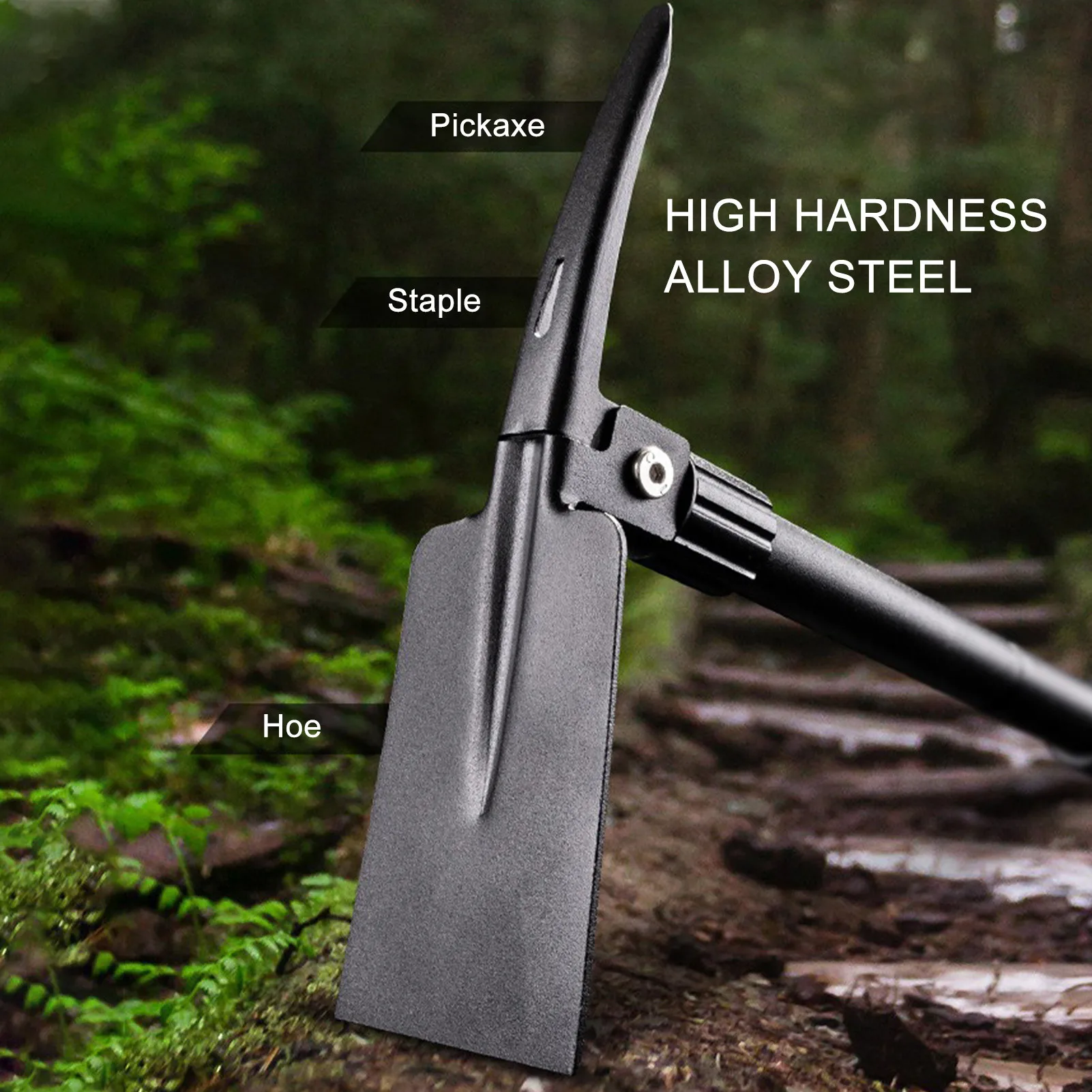 Foldable Camping Shovel Pickaxe Hoe Outdoor Emergency Multifunction Gardening Tool For Digging Ditching With Carrying Bag