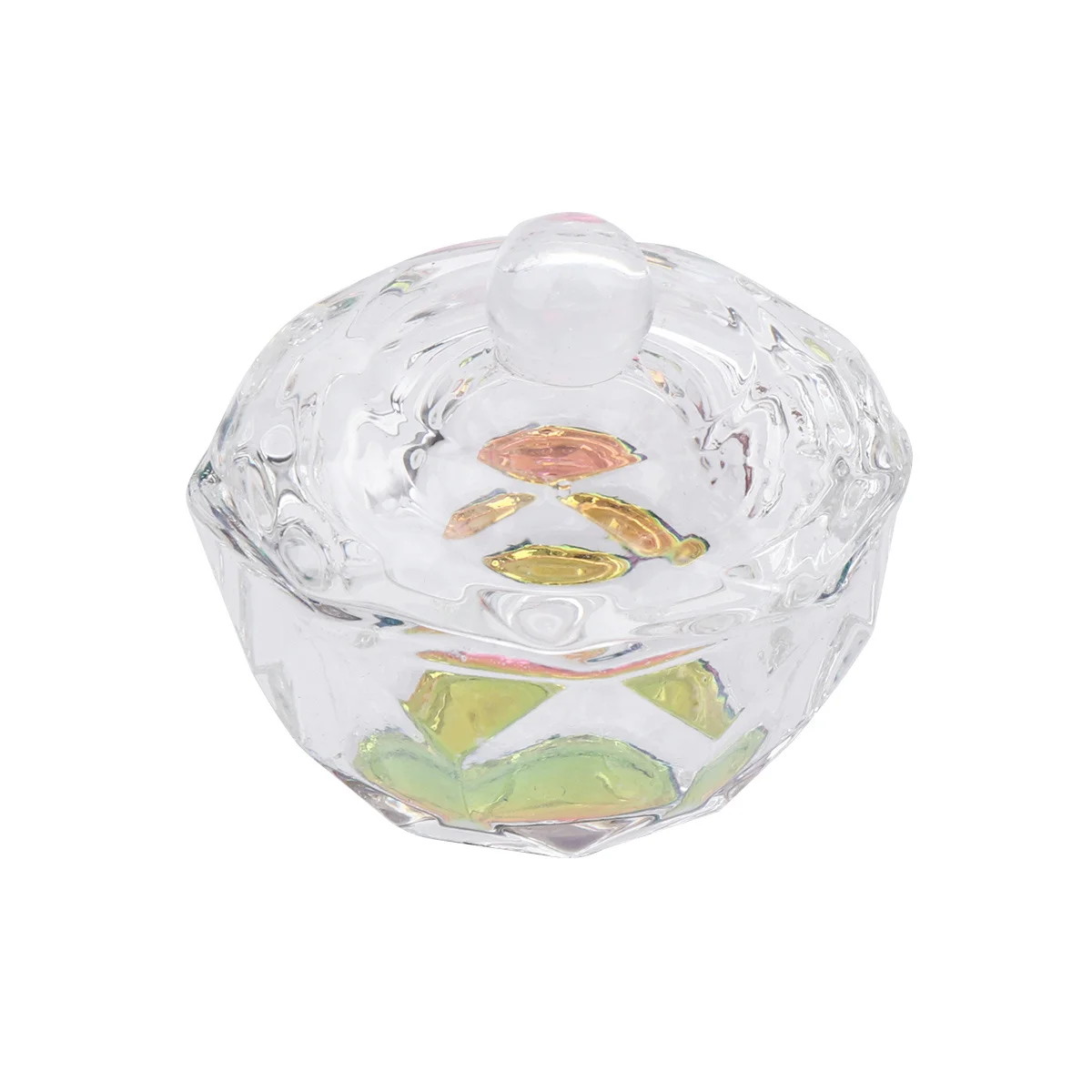 2 pezzi di vetro per unghie tazza di cristallo mini ottagonale piccolo piccolo coperchio di tazza di cristallo miscelatore di polvere liquida acrilica salone di arte del chiodo
