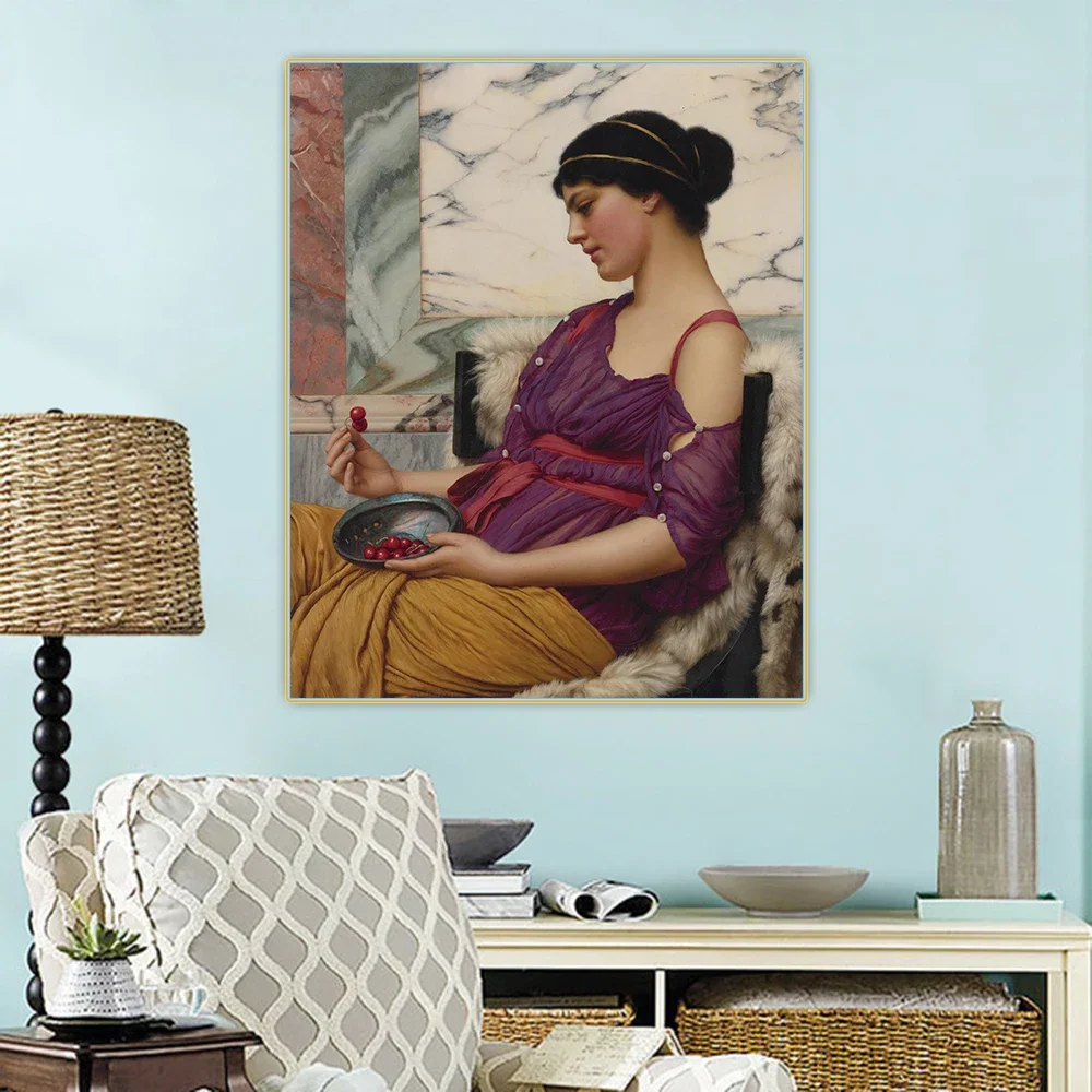 Citon John William Godward《Ismenia》Canvas Oil Painting Artwork Poster Picture Wall Hanging Decorations Home Living Room Decor
