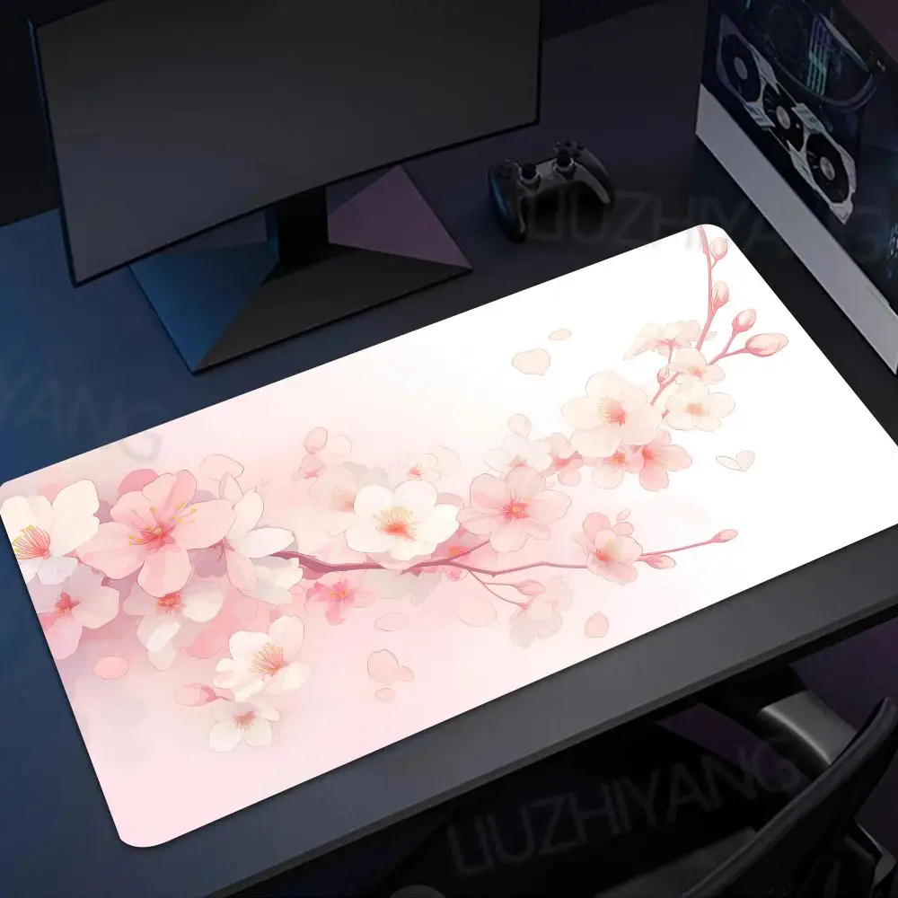 

Pink cherry blossom flowers Mouse Pad XXL Desktop Keyboard Table Pads Game Anti-slip Desk Mat Computer Accessories Long Mousepad