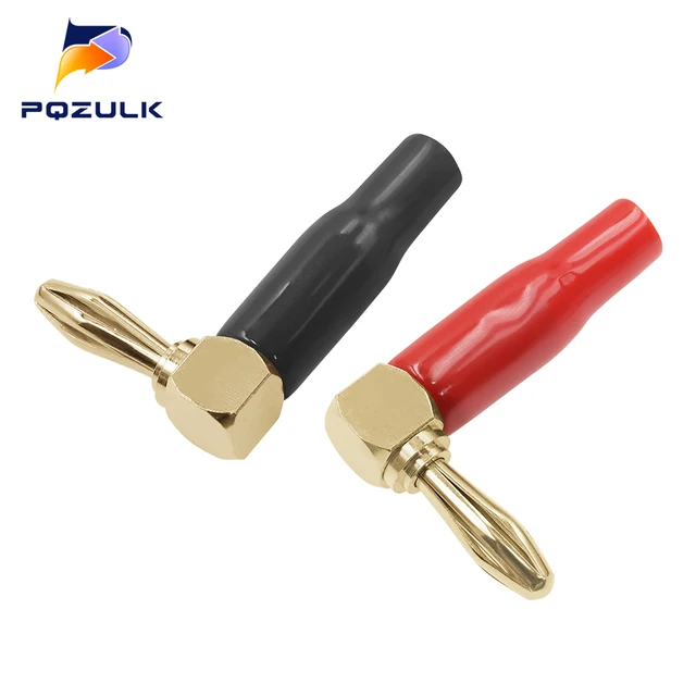 1 SZTUK 4 mm wtyczka bananowa pod kątem prostym w kształcie litery L Miękka plastikowa obudowa Złącze bananowe 90 stopni Czerwony Czarny do głośników audio-wideo