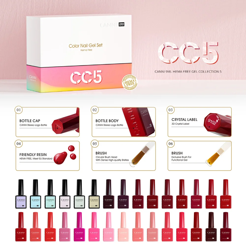CANNI HEMA FREE Nagelgellack VIP Kit Farbkarte Diamond Top Coat 30 Stück/Set 9 ml Soak Off UV LED Nagelmaniküre CC1 bis CC7 Kit – Detail 25