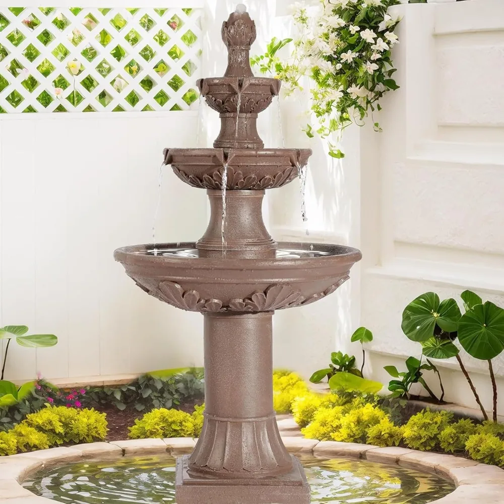 

Фонтаны для воды в саду на открытом воздухе, фонтан в итальянском стиле высотой 48,4 дюйма снаружи и водопад, 3-х уровневый большой барботер, каскадный