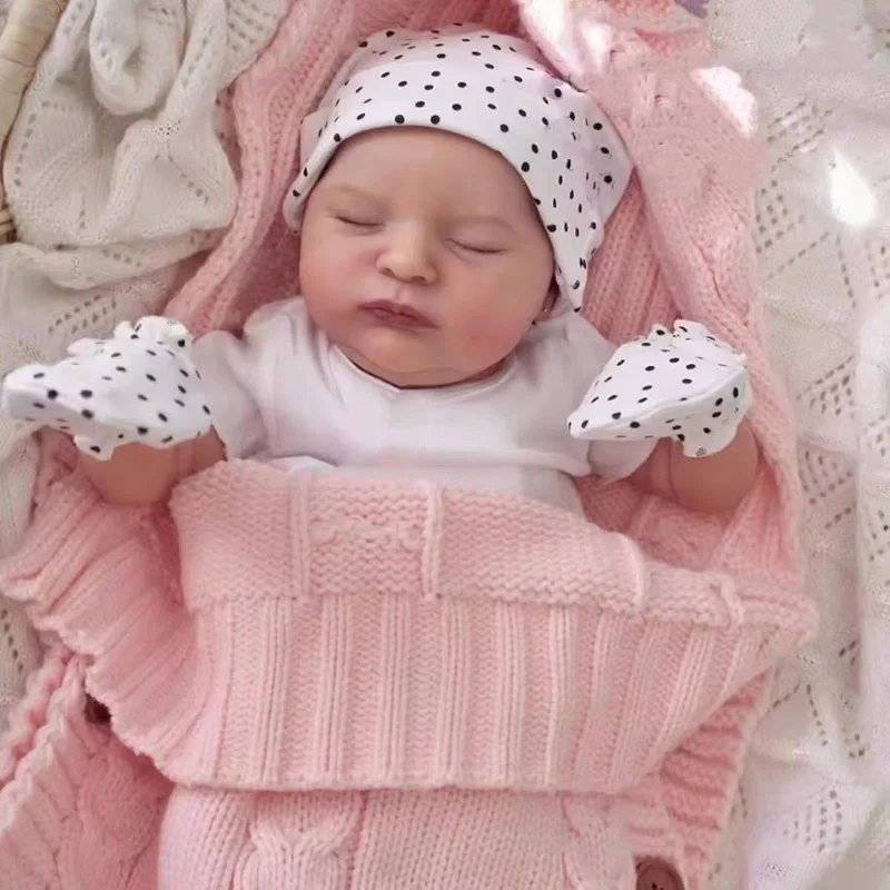 19inch Newborn Baby Size Reborn Baby Doll Laura With Blanket 3D Skin Hand Detailed Painted Skin Visible Veins