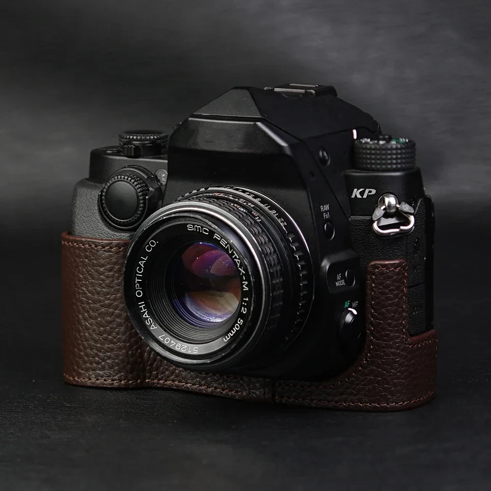 For Pentax KP case Genuine Real Leather Half Camera Case Bag Cover