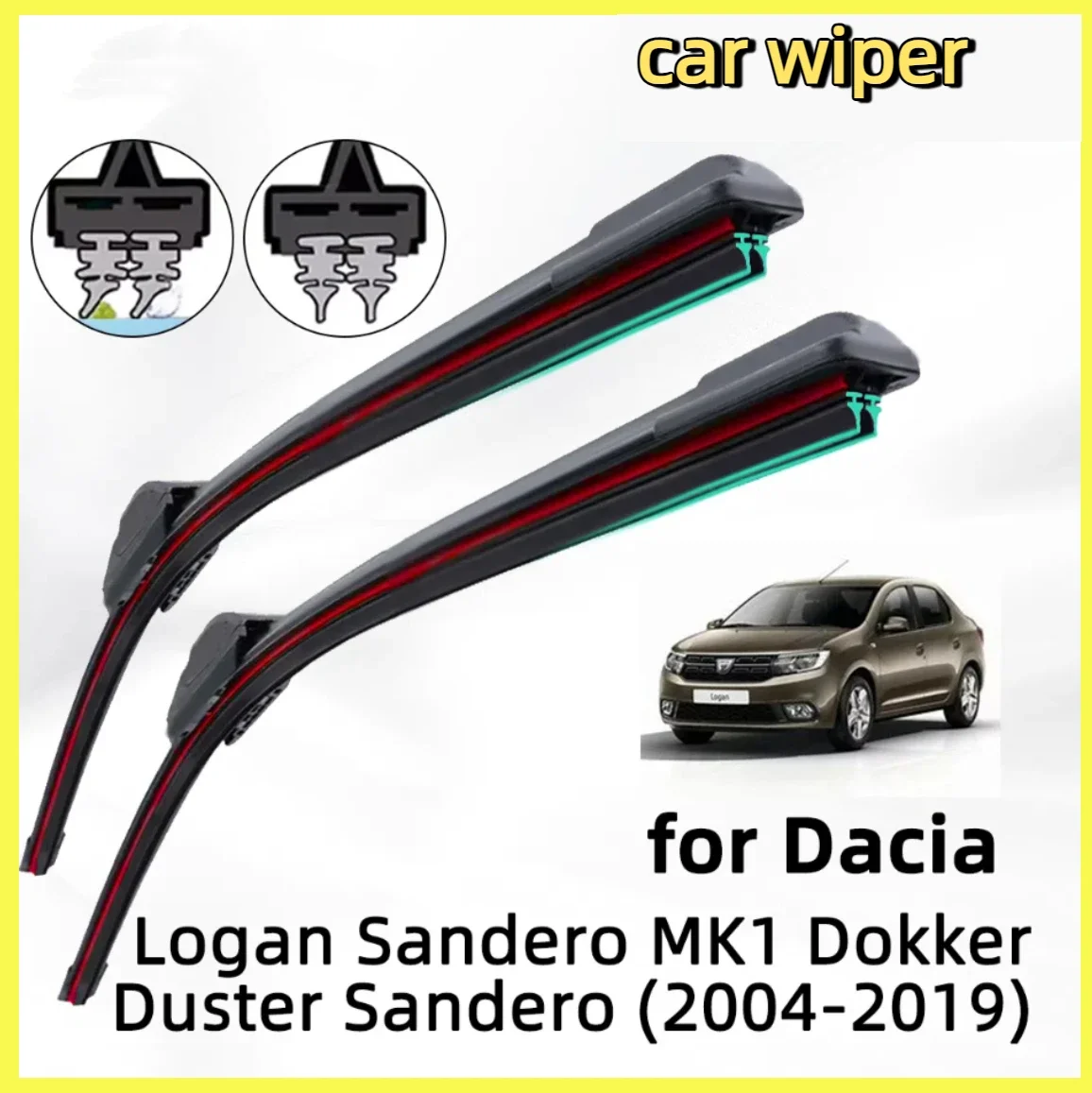 

Double Rubber Car Wiper for Dacia Renault Logan Sandero Duster Sandero Front Wiper Blades Brushes CutterAccessories Windscreen