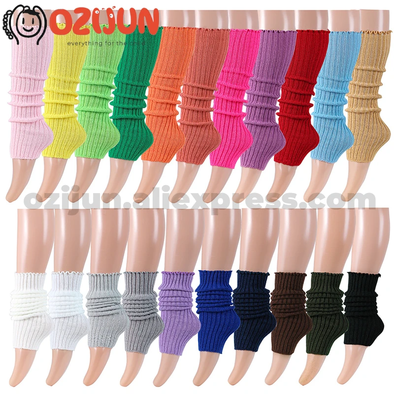 40cm Acrylic Rib Colorful Children's Women's Knit Sports Aerobics Leg Warmers Balletcore Classic Essentials Warm Legs for Girls