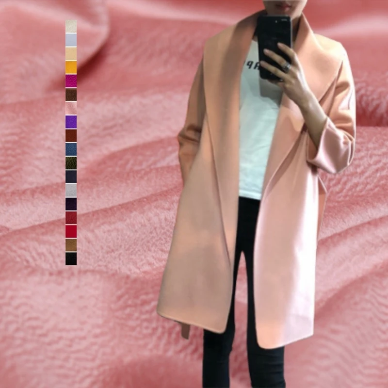 

Double-sided Water-corrugated Wool Cashmere Fabric Brand Fashion Design Autumn Winter Coat Cloth Sewing Diy by the Meter Materi