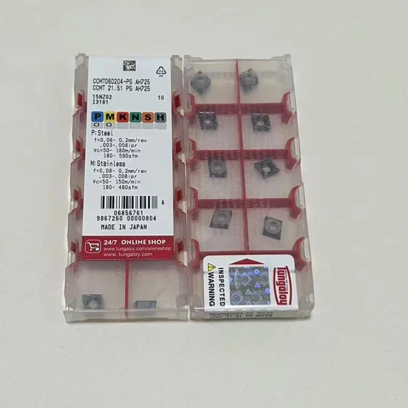 Imagem -03 - Tungaloy-carbide Insere Ferramentas de Corte Ccmt060202-ps Ah725 Ccmt060204-ps Ah725 Ccmt060208-ps Ah725 Ferramenta de Torneamento 10 Pcs