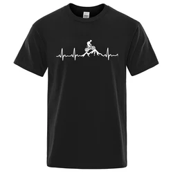 Mountain Bike Heartbeat Funny Mtb Dirt Bike Men Tshirt Hip Hop Casual Tops Summer Street T Shirt Oversized Cotton Short Sleeve