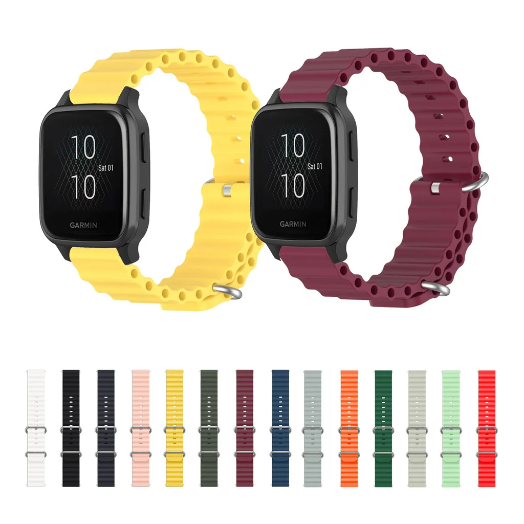العالمي 20 22 مللي متر الفرقة المحيط سيليكون حزام ل Garmin Vivoactive 3 4 5 6 Music Venu 2 3 2Plus Venu SQ 2 Music