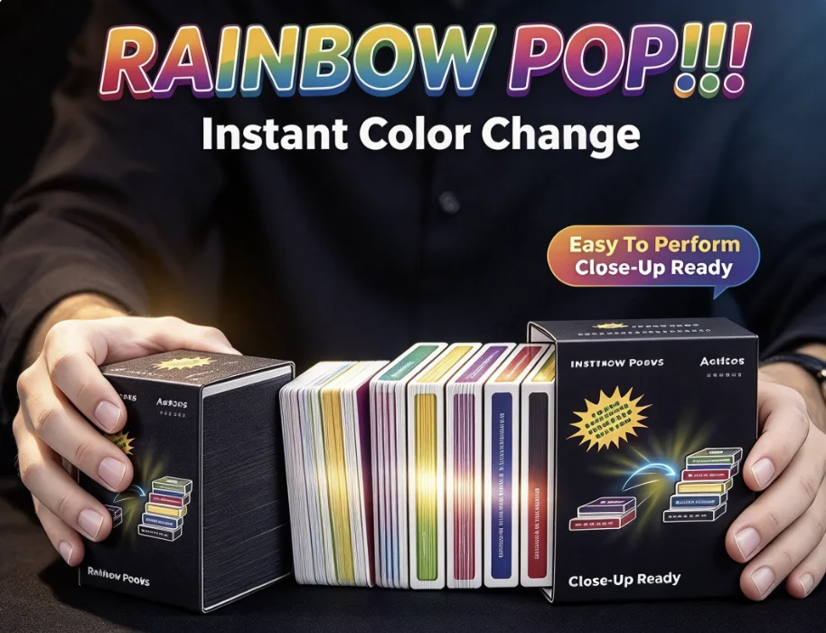 Rainbow Pop Gimmicks Magic Tricks Change Gimmick Close Up Stage Mentalism Props Classic Visual Playing Cards Magia
