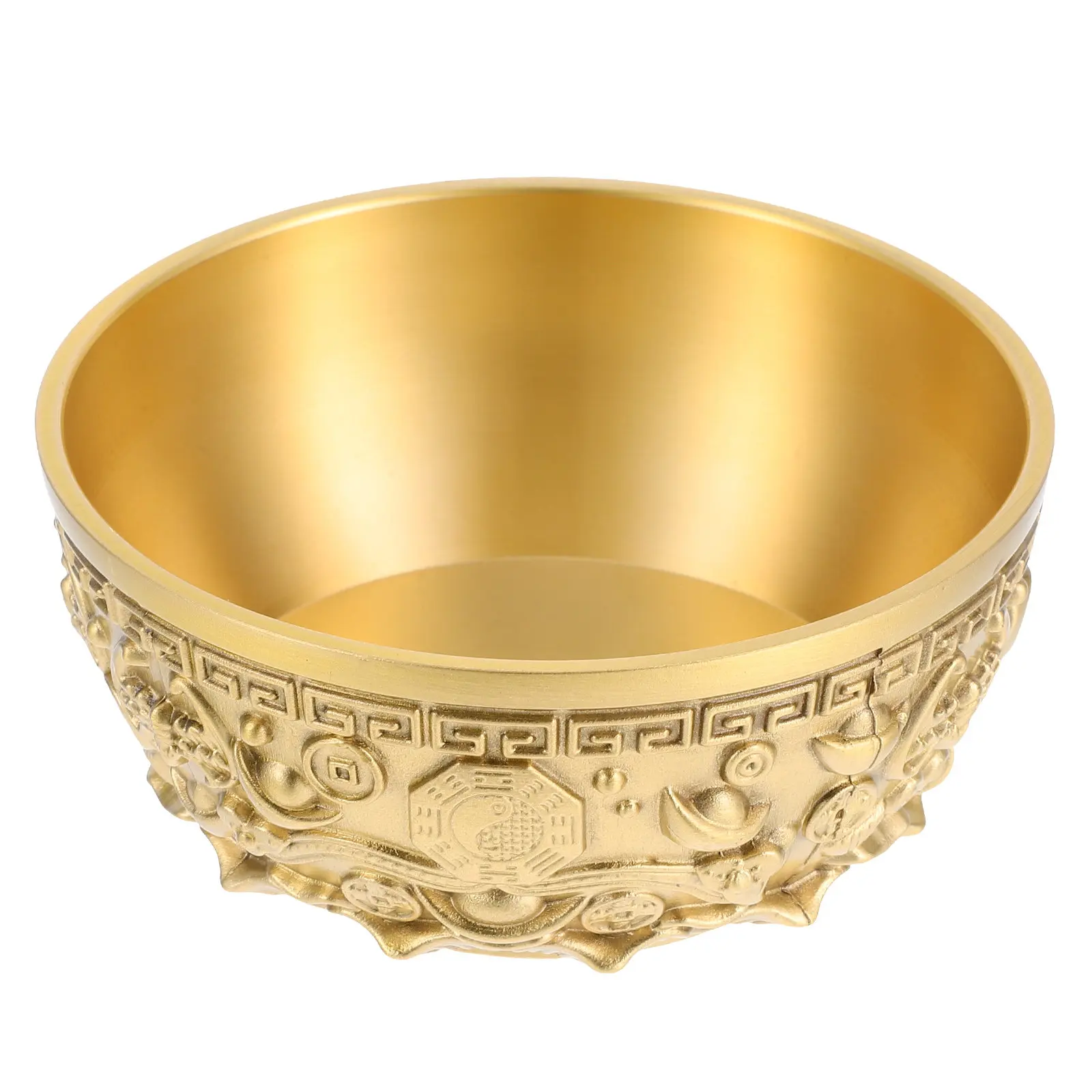 Chinese Treasure Basin Fine Workmanship Metal Craft Compact Size Home Office Desk Decoration Lucky Bowl