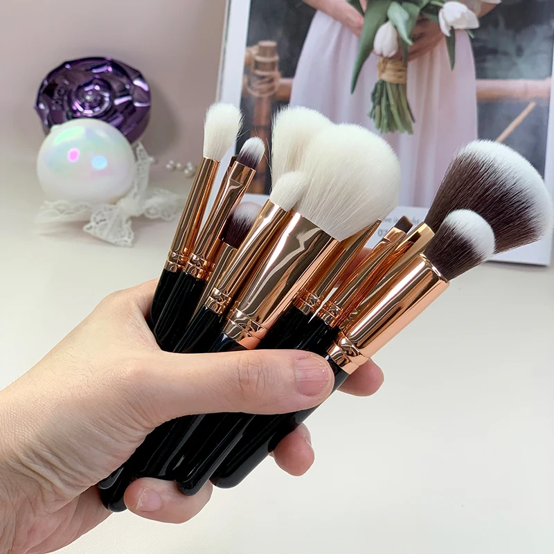 Natur haar Make-up Pinsel komplettes Set 13 Stück erröten Foundation Highlight Pinsel profession elle Make-up-Kit neues Design Mini Reise größe