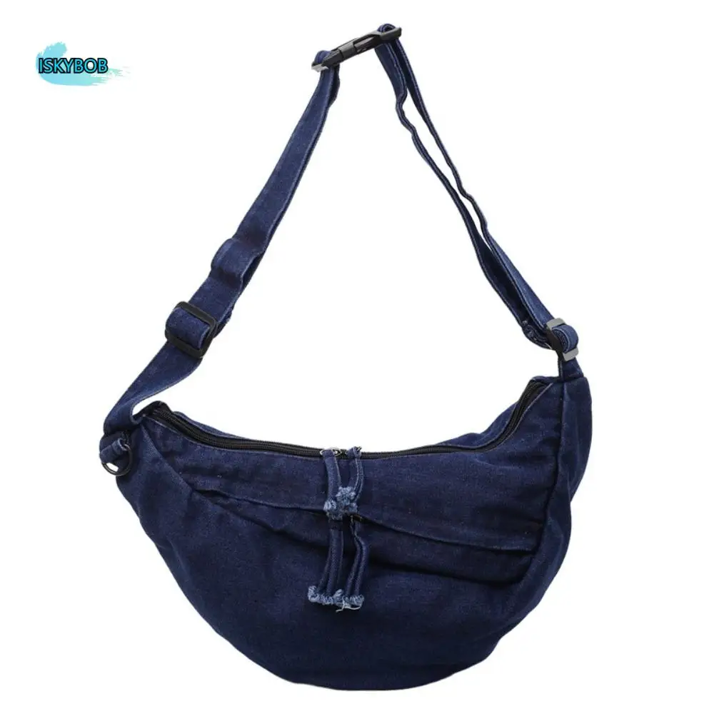 

Fashion American Style Canvas Dumpling Bag Retro Harajuku Casual Tote Bag Zipper Adjustable Strap Handbag Women