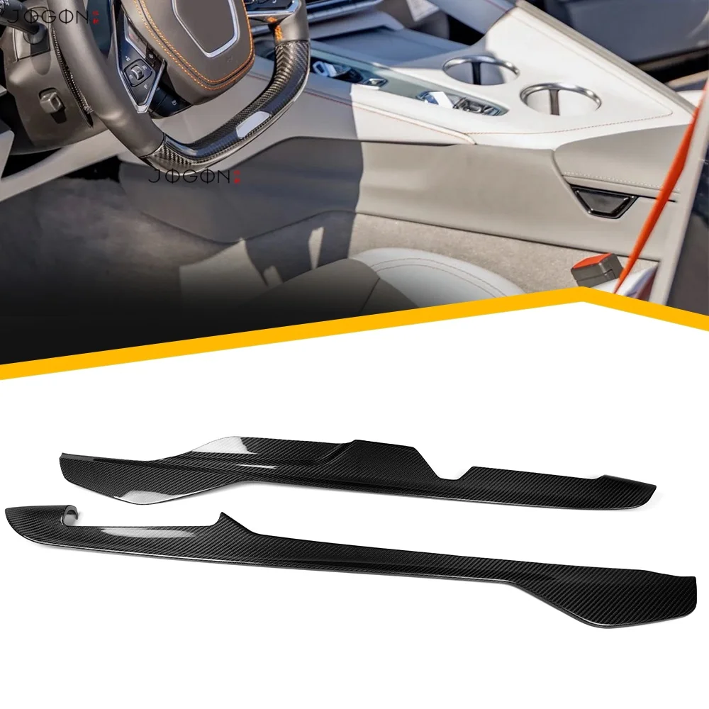 2026 For Corvette C8 Stingray 1LT 2LT 3LT Convertible Coupe HTC 100% Real Carbon Fiber Side Console Panel Trim Strips Decoration