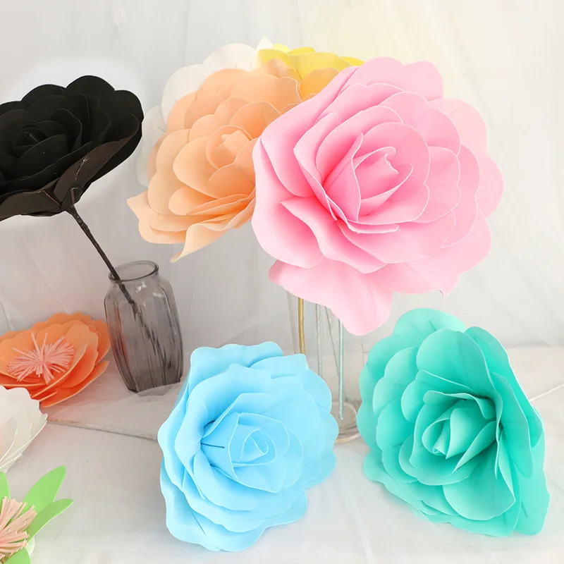 DIA 40-80CM Artificial PE Rose Foam Flower Large False Flower Head Wedding Wall Wedding Window Background Layout