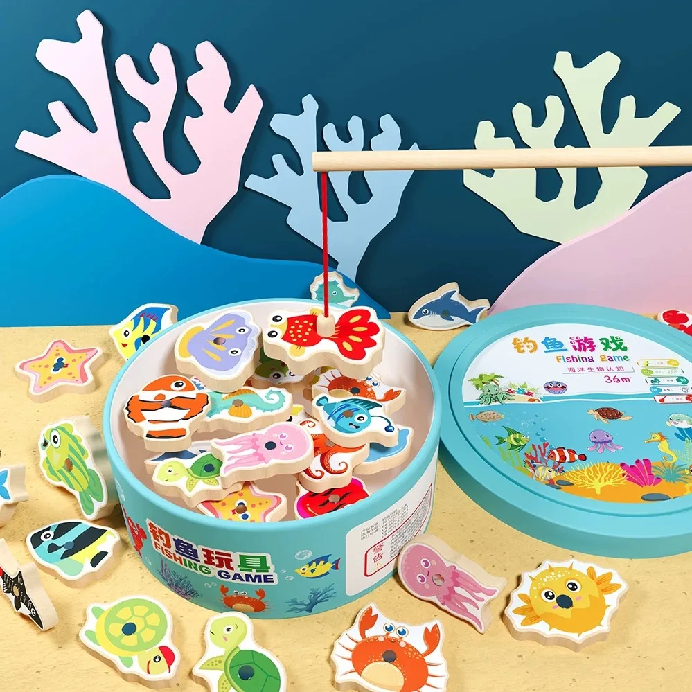 ألعاب تعليمية للأطفال ألعاب صيد مغناطيسية خشبية أبجدية رقمية ألعاب صيد معرفية لرياض الأطفال لعبة الوالدين والطفل