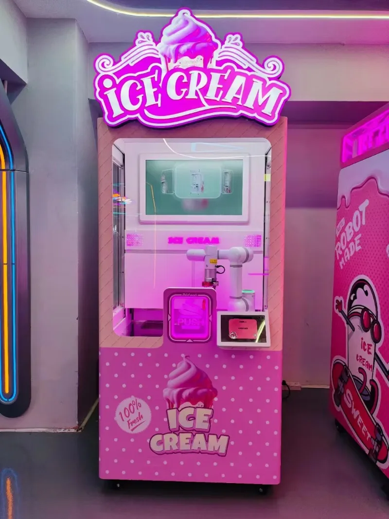 Commercial Single Soft Ice Cream Vending Machine for Sale 24H Unmanned Vending Robot Ice Cream Making Machine