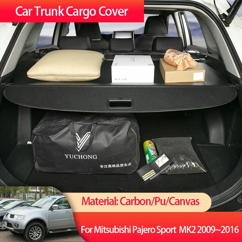 For Mitsubishi Pajero Sport  Montero Nativa Shogun Challenger Dakar KG KH MK2 2009~2016 Trunk Cargo Cover Luggage Storage Rear