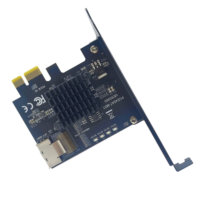 PCIE to Mini SAS SFF-8087 확장 카드, 지지대 4 포트 SATA 3.0, 6Gbps HDD SSD SFF8087 to PCI Express X1 어댑터 SATA 컨트롤러