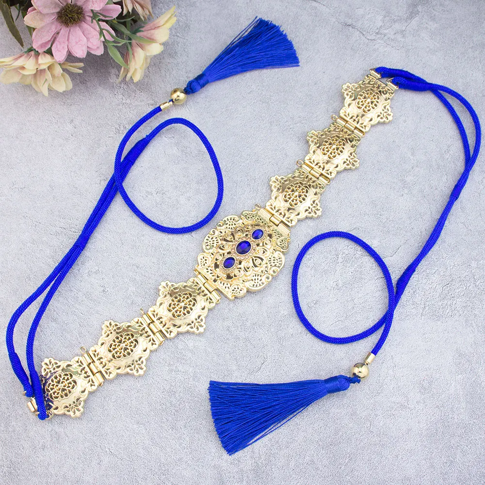 Sun spicems Chic Marokko Kaftan Hüftgurt Hand Seil Kette lange Quasten für Frauen arabische Braut Hochzeit Schmuck Gold Farbe Bijoux