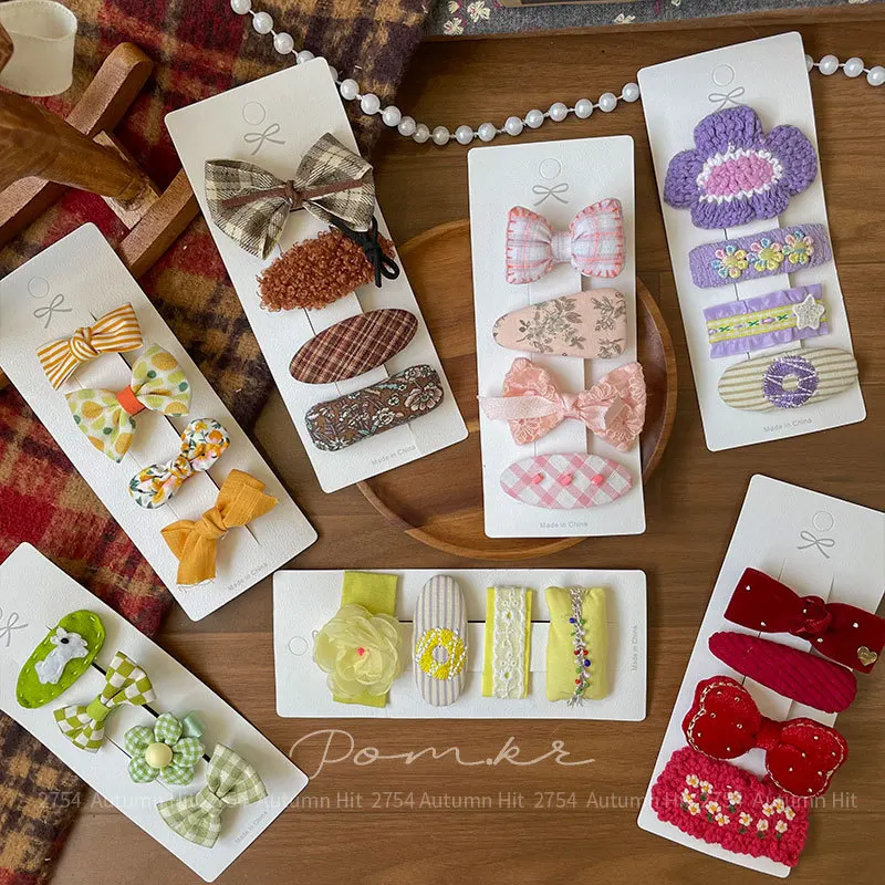 

Korean Floral Fabric Hair Clips Handmade Multi-Color Hairpins Sweet Side Bangs Barrettes for Kids Cute Children Hair Accessories