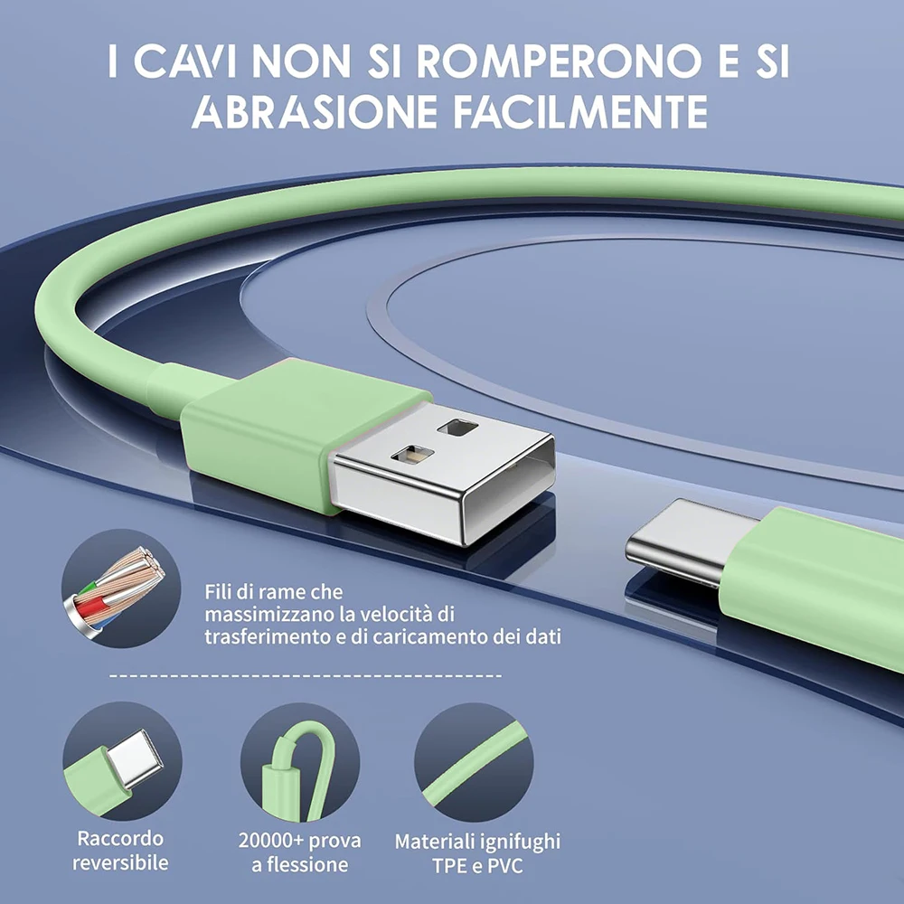 USB A إلى نوع C كابل متعدد الألوان كابل بيانات شحن سريع لهواوي سامسونج Xiaomi أندرويد Typec خط بيانات الهاتف المحمول 1M2M3M #4