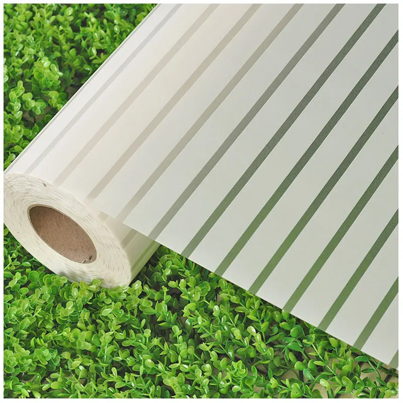Matte Frosted Window Film For Home Stripes Opaque Glass Window Privacy Film Heat Insulation Self Adhesive Glass Sticker