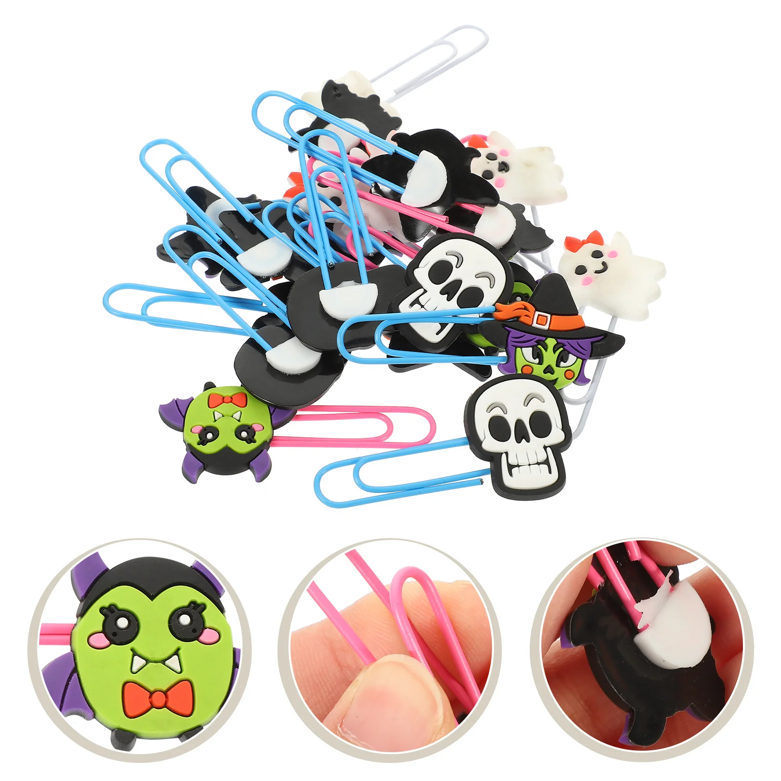20Pcs Halloween Bookmark Gift Collection Featuring Spooky Elements Reusable Book Marking Clips for Party Favors Holiday Decor
