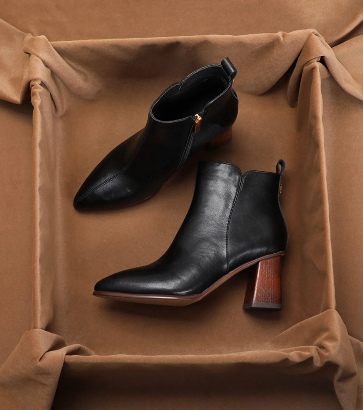 

Элегантные винтажные женские ботильоны SHOEBOX из натуральной кожи с острым носком, на массивном каблуке, с боковой молнией, на высоком каблуке, цвета нюд