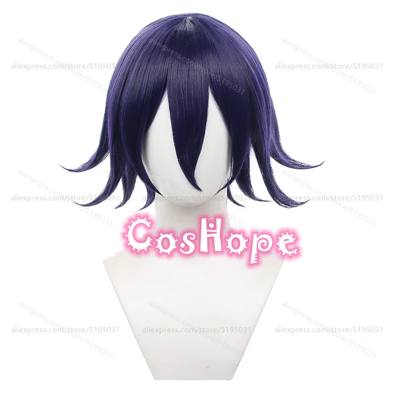 Kokichi Oma Cosplay Wig 35cm Short Hair Dark Blue Wig Cosplay Anime Cosplay Heat Resistant Synthetic Hair