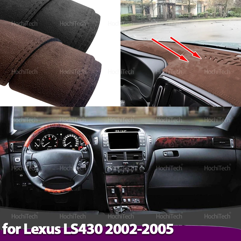 For Lexus LS430 2002 2003 2004 2005 Car-styling Suede Leather Black Dashmat Dashboard Cover Pad Dash Mat Carpet Accessories