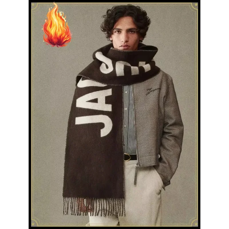 Luxury Brand 100% Wool Warm Scarf For Women Design Winter Men Shawl Wrap Pashmina 2026 Letter Female Bufanda Echarpe Foulard